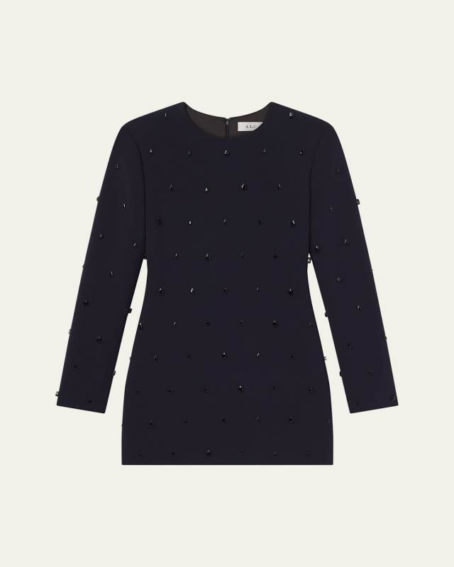 Kenna Embellished Long-Sleeve Mini Dress